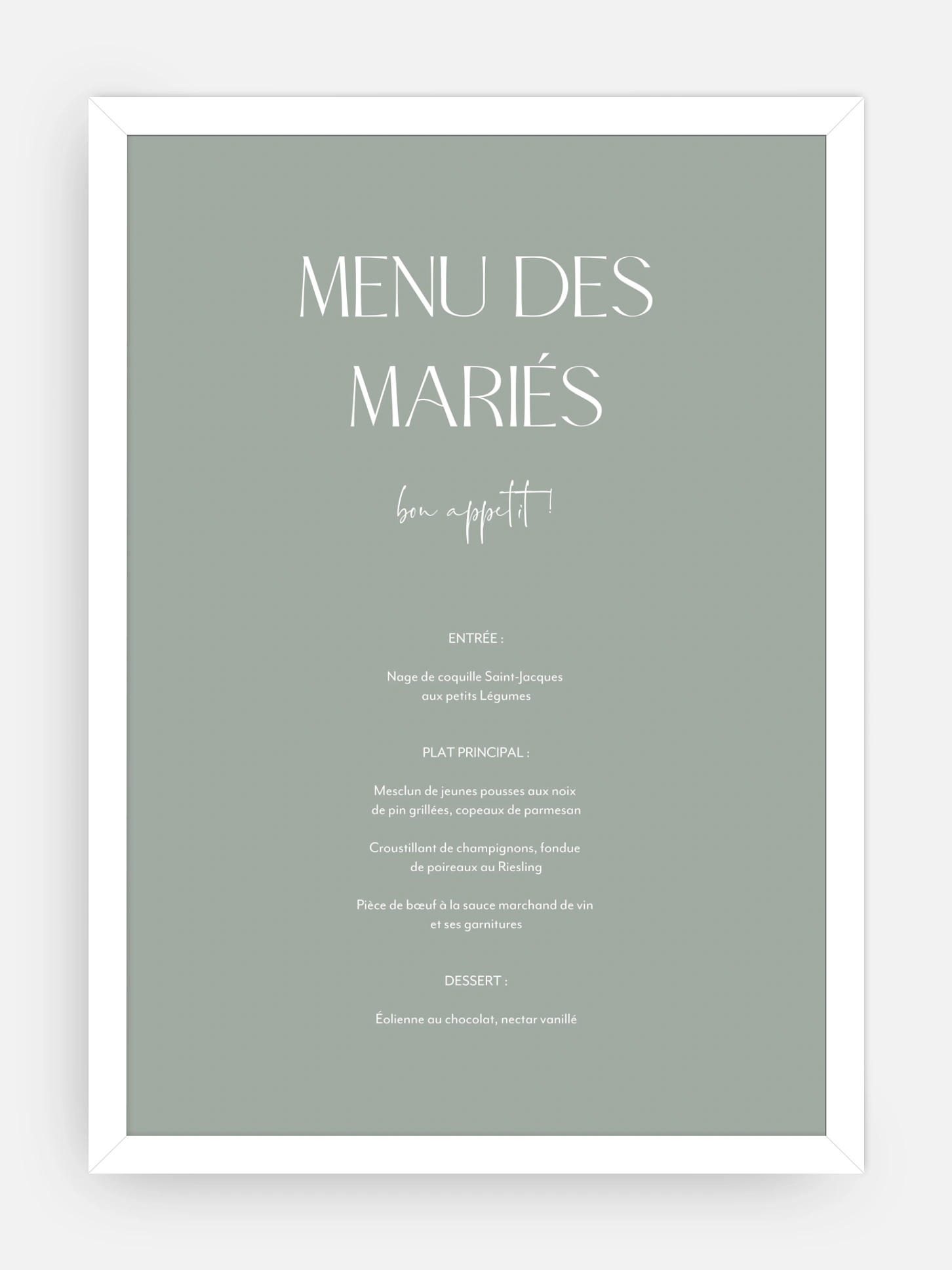 Menu mariage The Big Day
