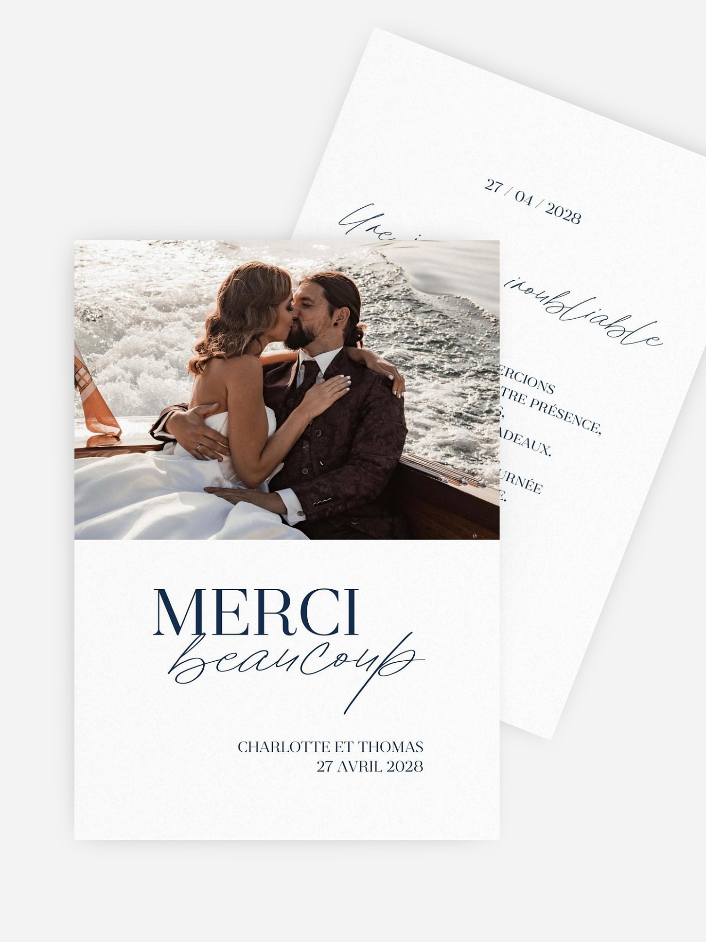 Carte de remerciements Simplicité calligrahie