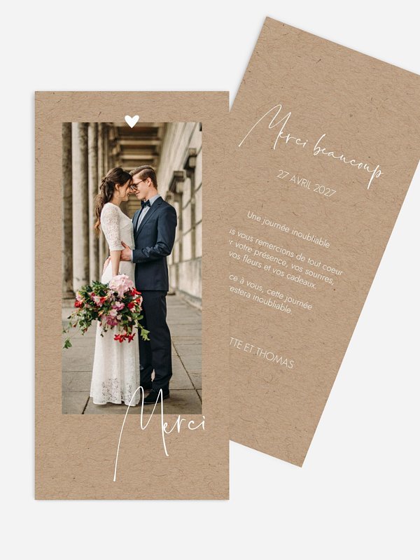 Carte de remerciements Romance chic