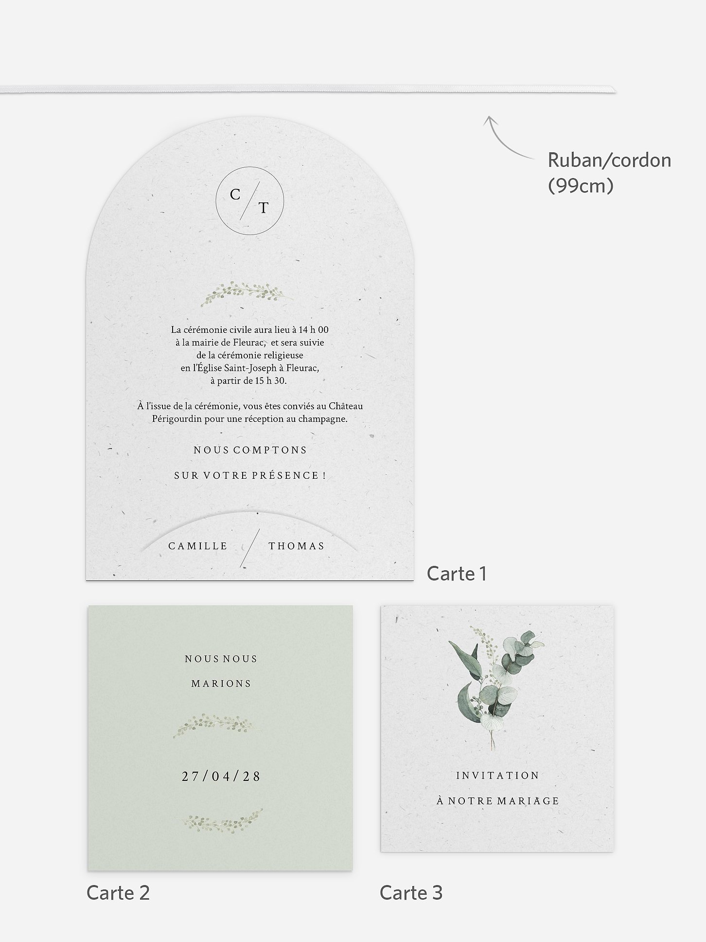 Faire-part de mariage Scandi Eucalyptus