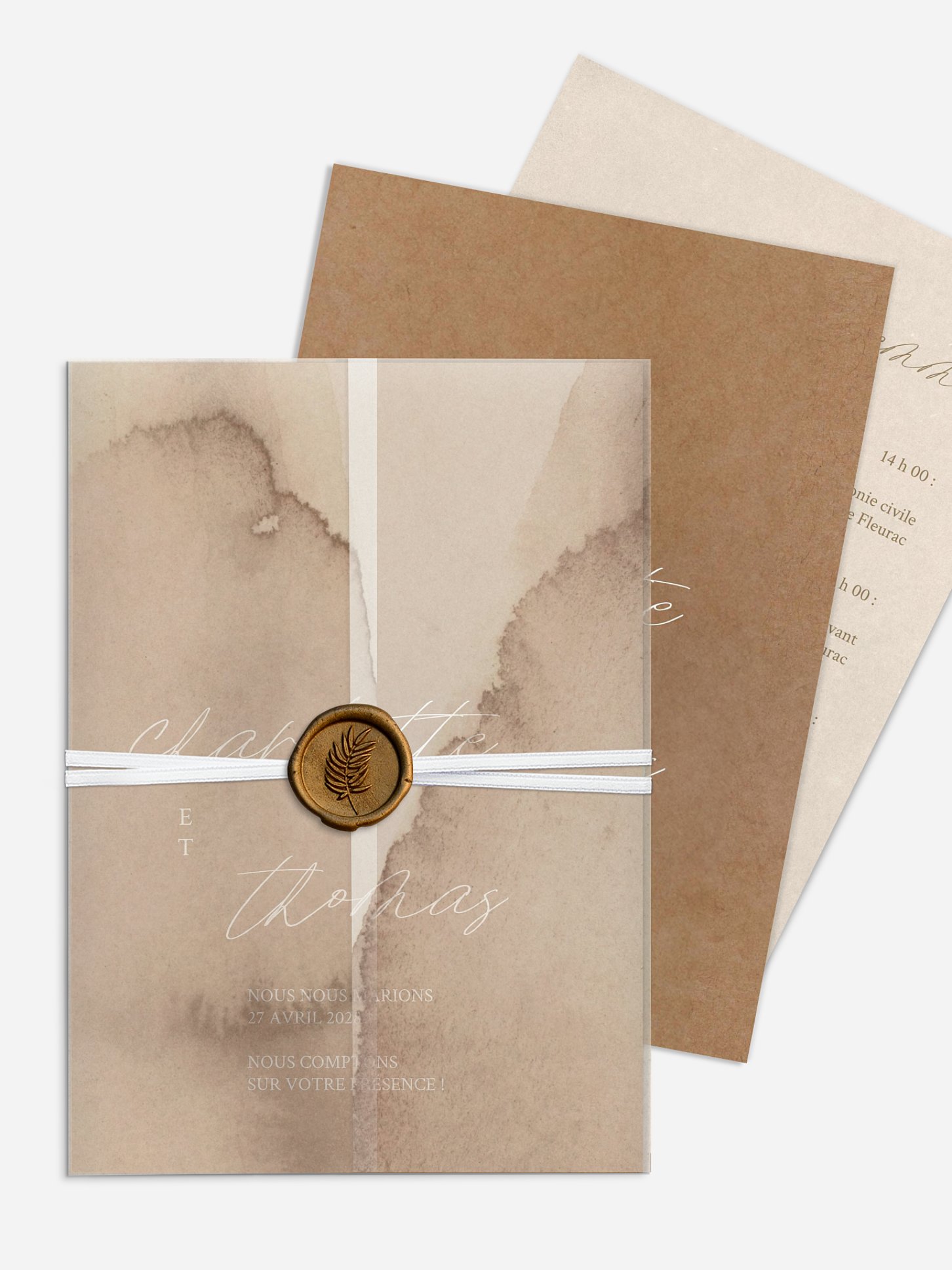 Faire-part de mariage Brume naturelle vintage