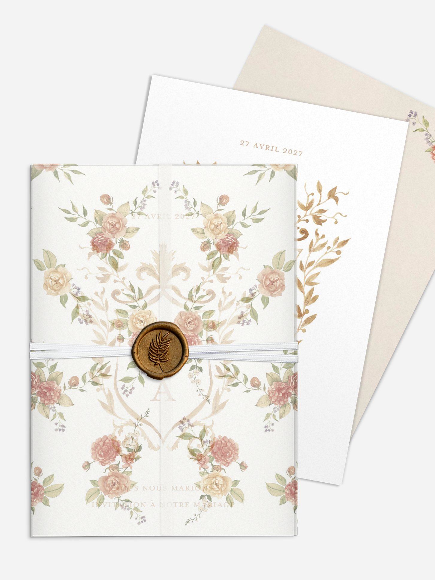 Faire-part de mariage Fleurs royales vintage
