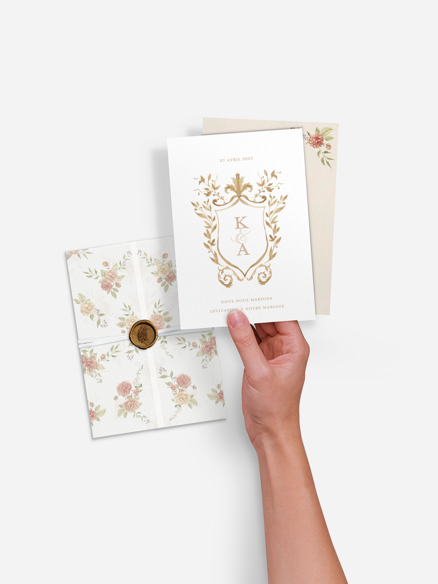 Faire-part de mariage Fleurs royales vintage