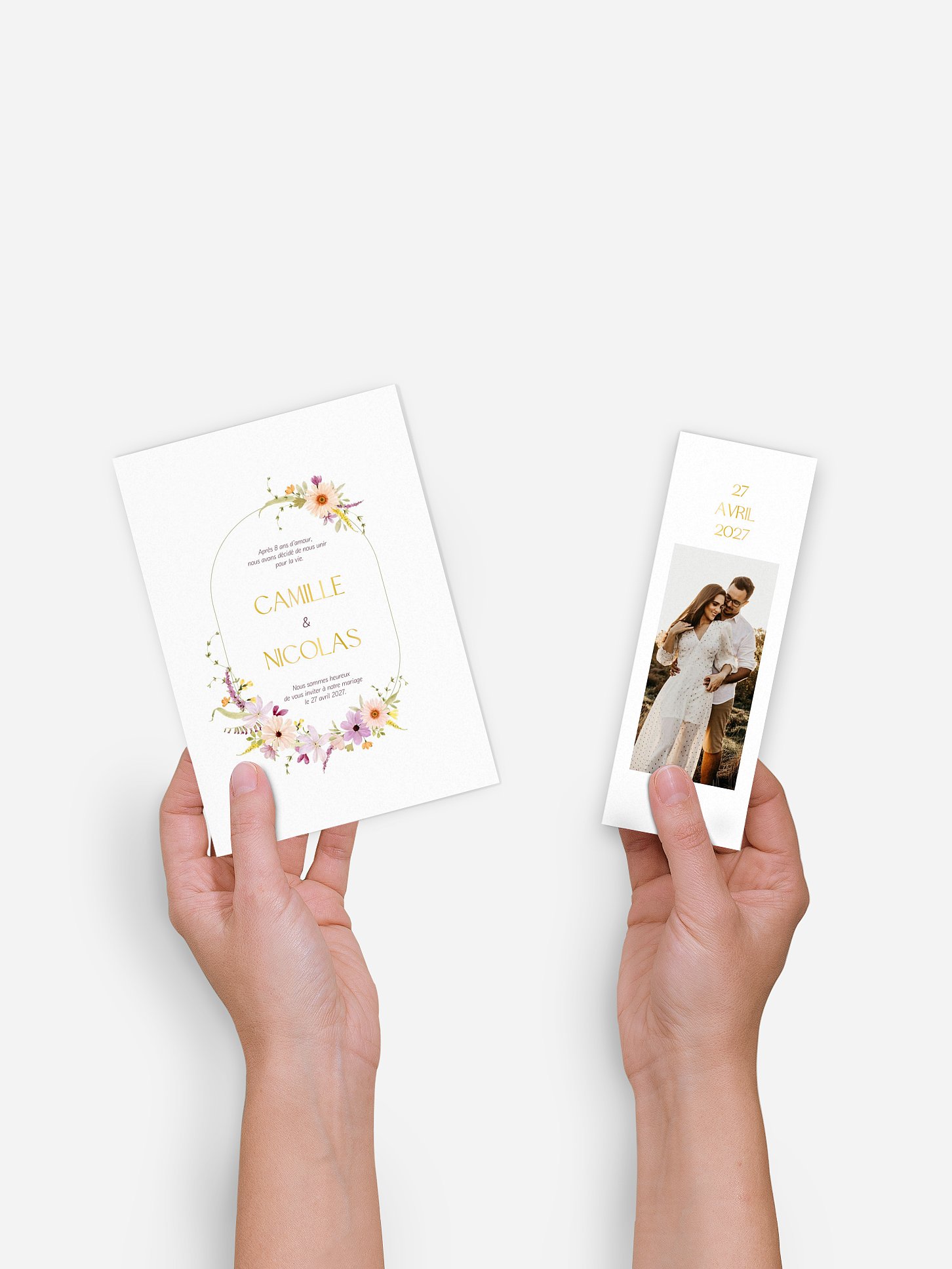 Faire-part de mariage Fleurs pastels