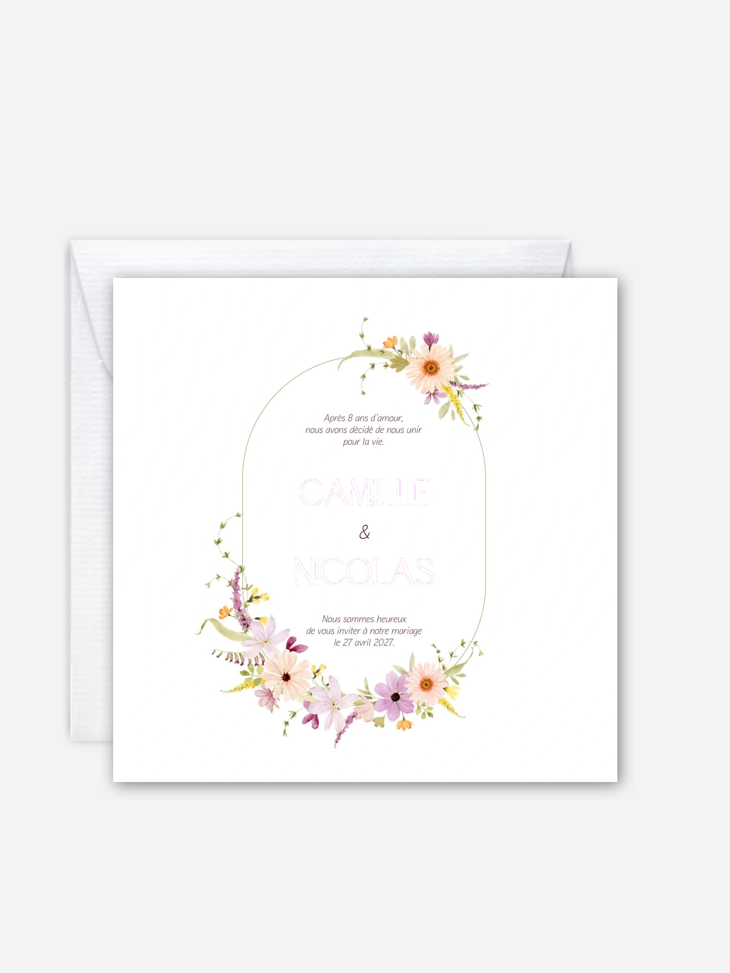 Faire-part de mariage Fleurs pastels