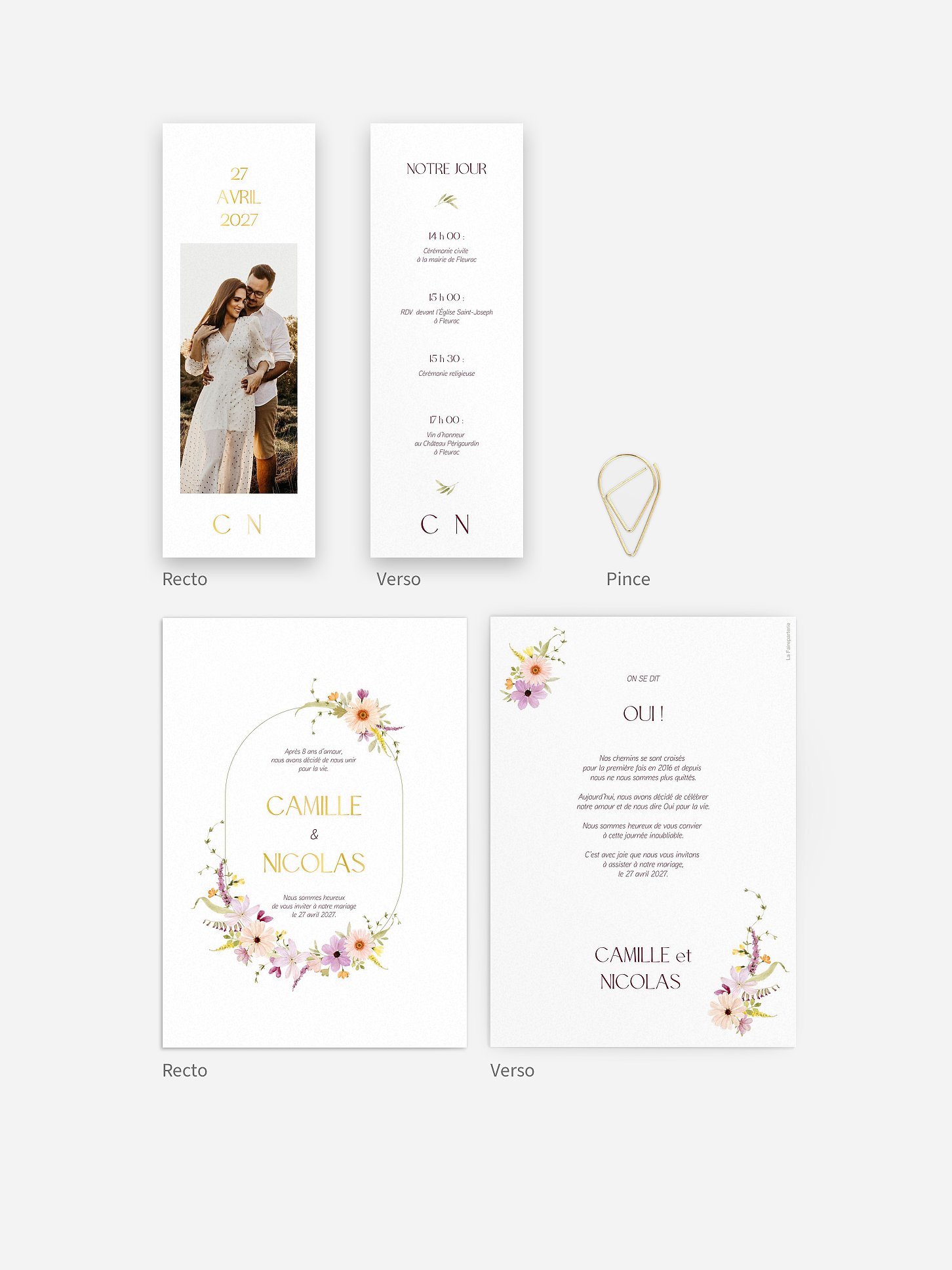 Faire-part de mariage Fleurs pastels
