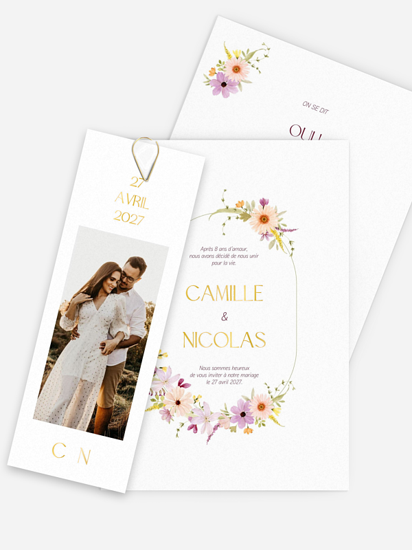 Faire-part de mariage Fleurs pastels
