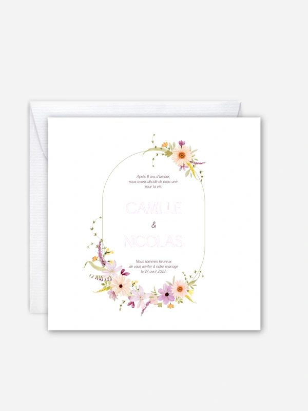 Faire-part de mariage Fleurs pastels