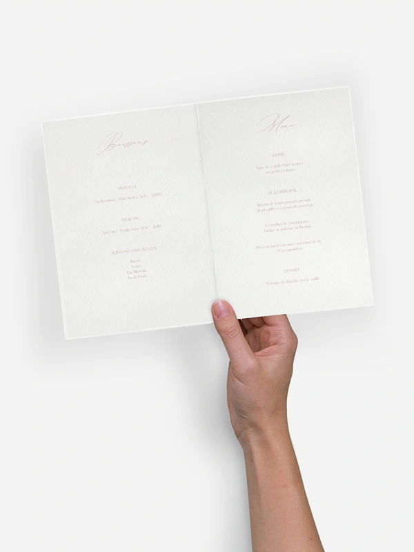 Menu mariage Jardin d'amour