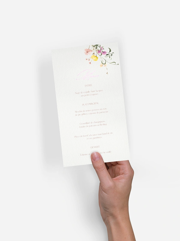 Menu mariage Jardin d'amour