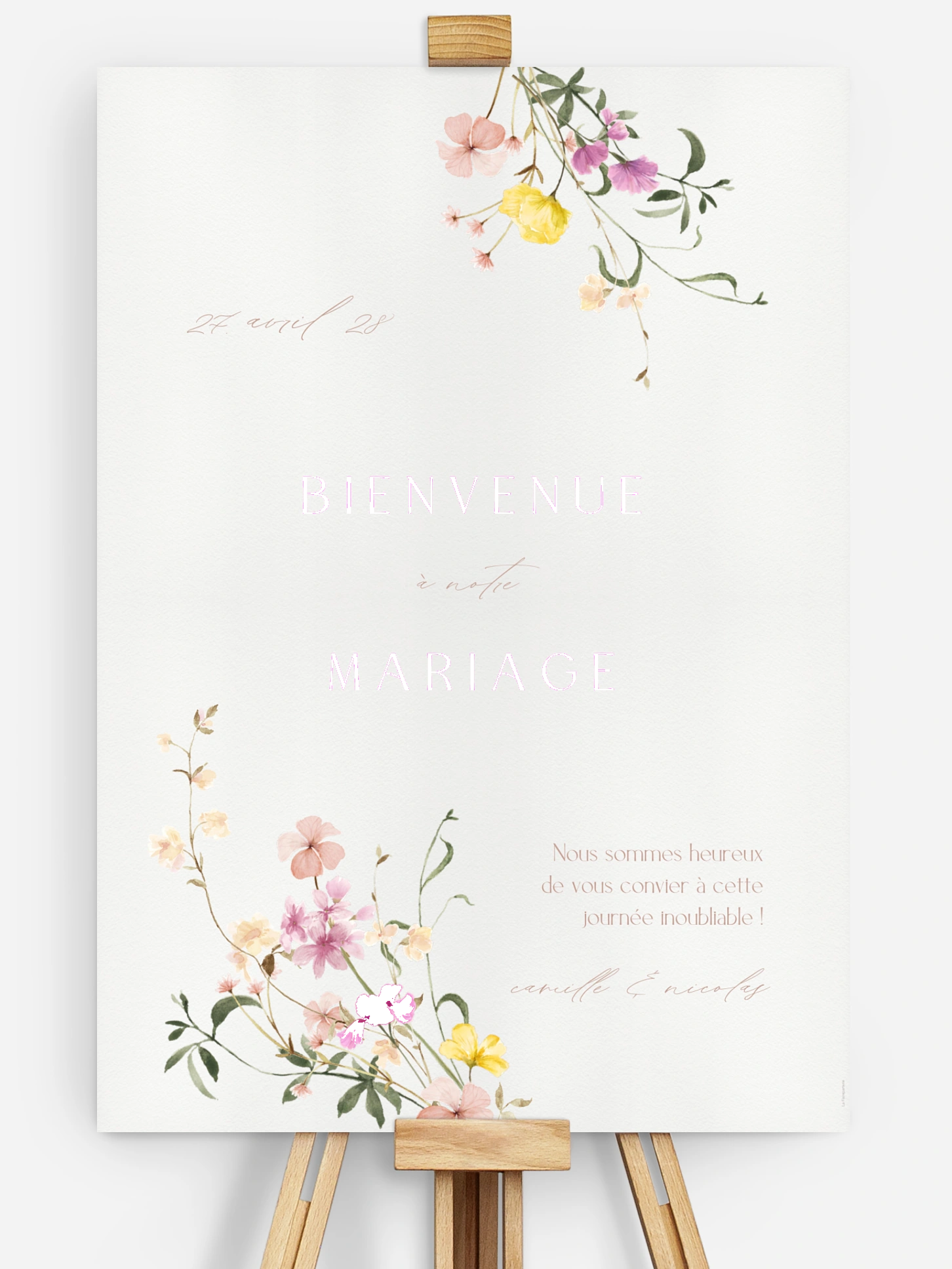 Poster bienvenue mariage Jardin d'amour