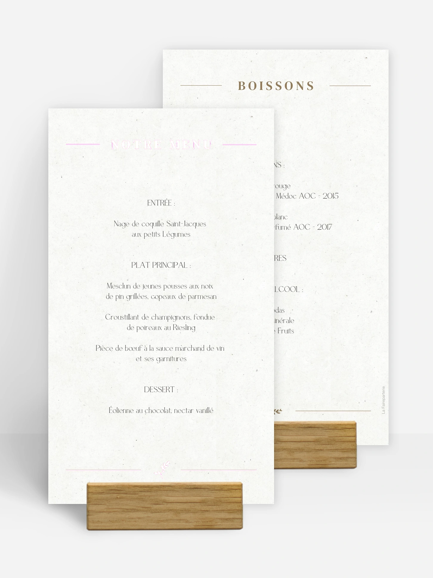 Menu mariage Classic Elegance
