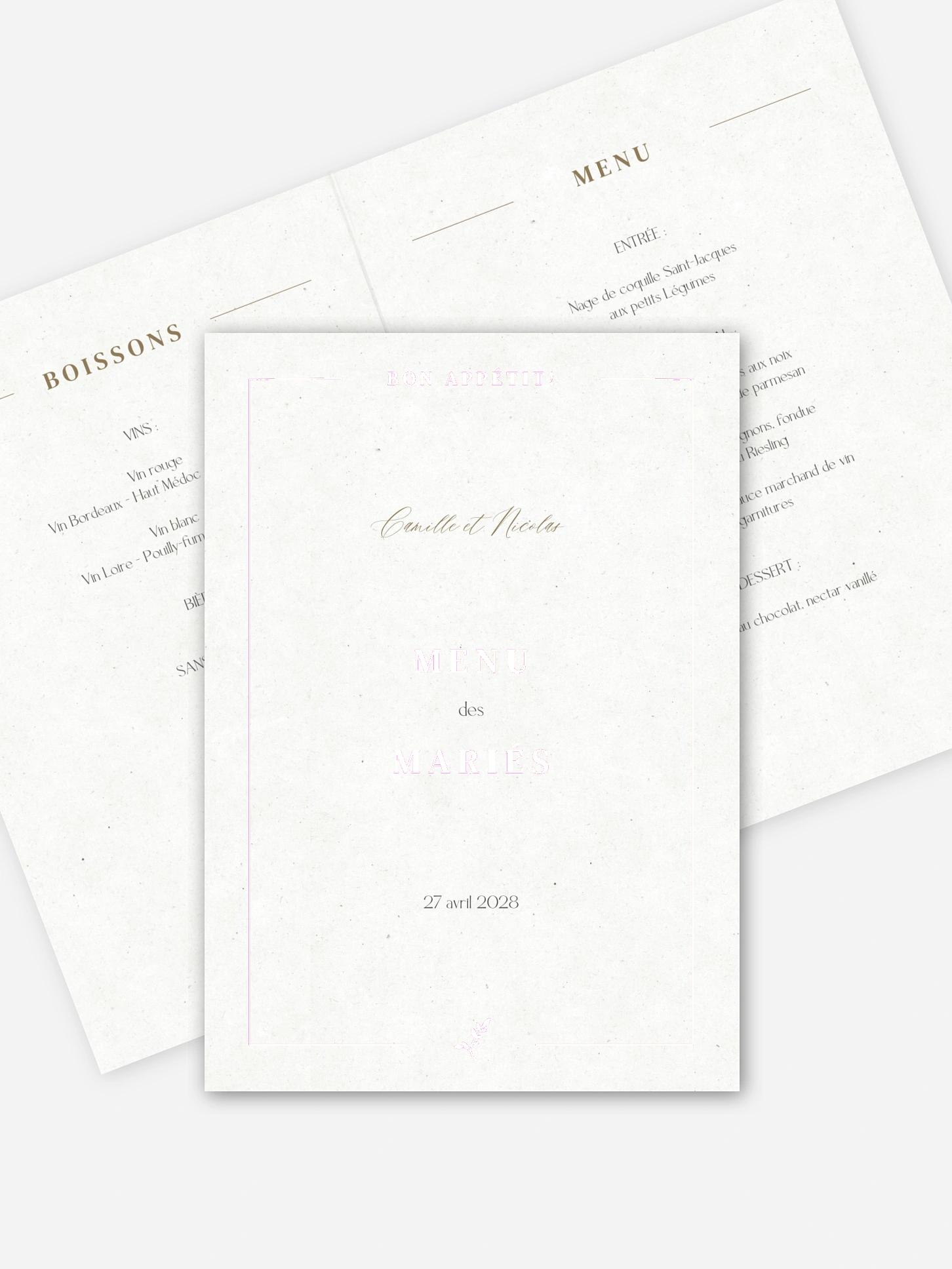 Menu mariage Classic Elegance