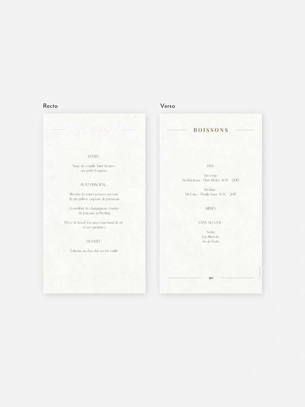Menu mariage Classic Elegance