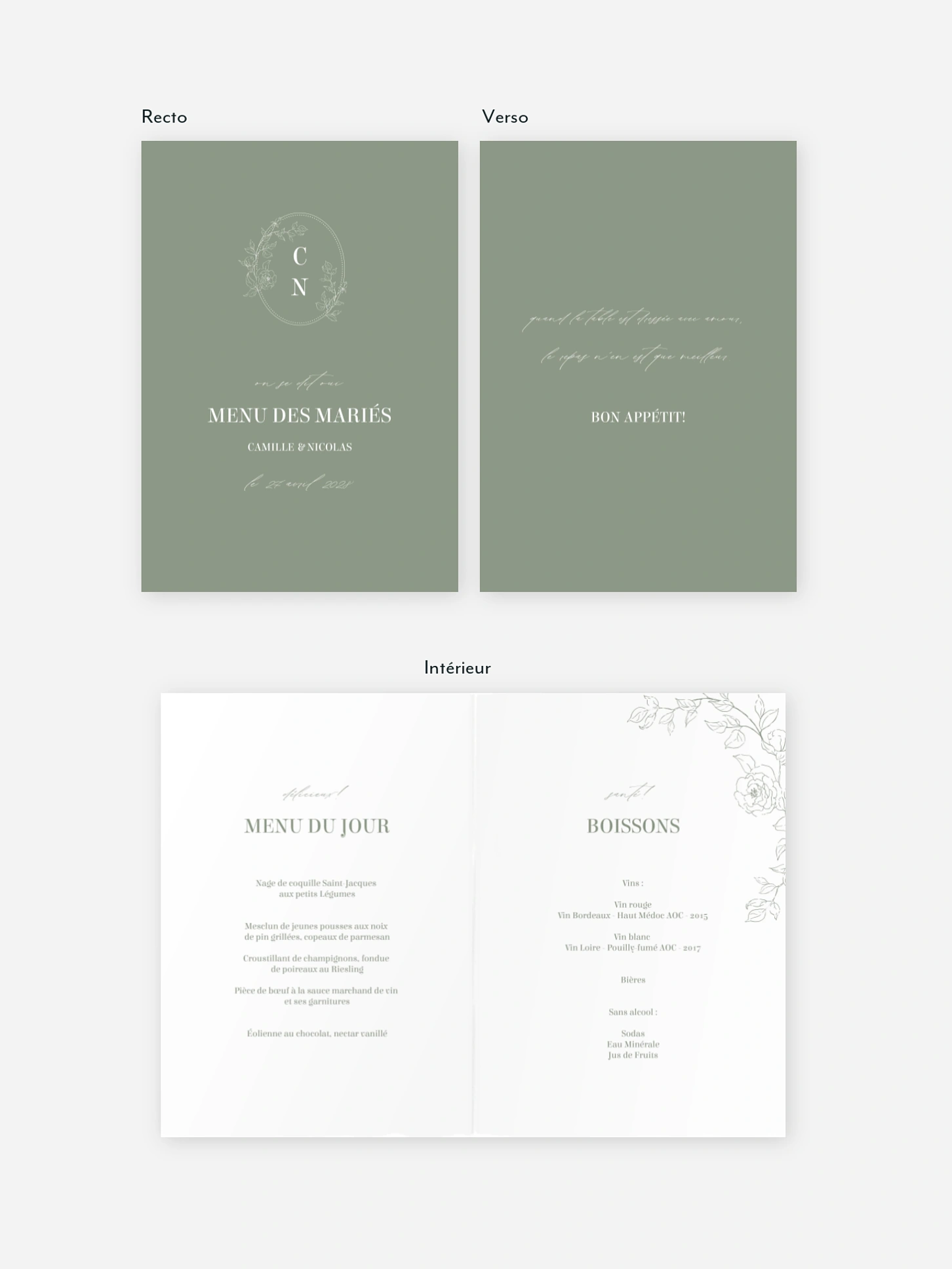 Menu mariage Rosalia