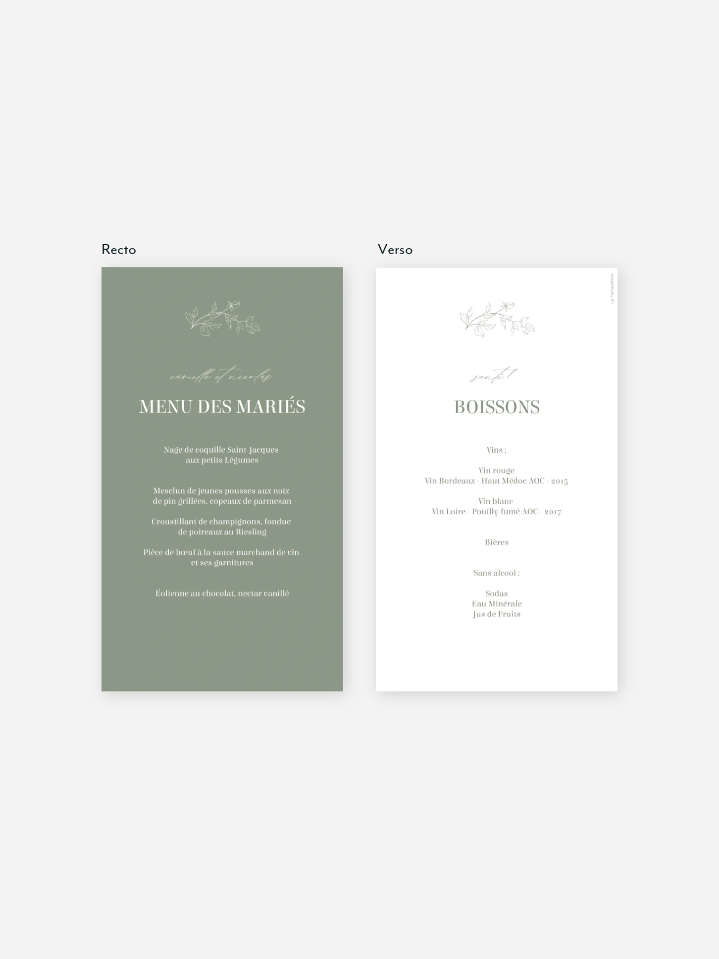 Menu mariage Rosalia