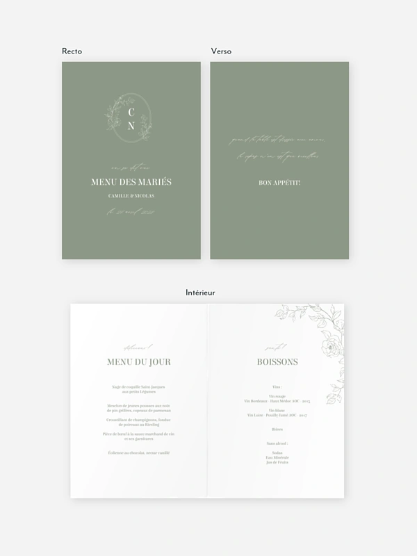 Menu mariage Rosalia