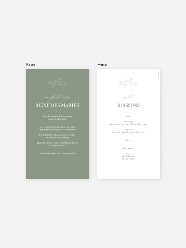 Menu mariage Rosalia