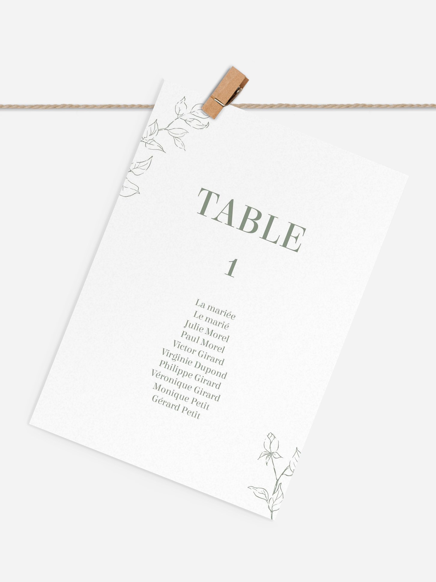 Cartons plan de table mariage Rosalia