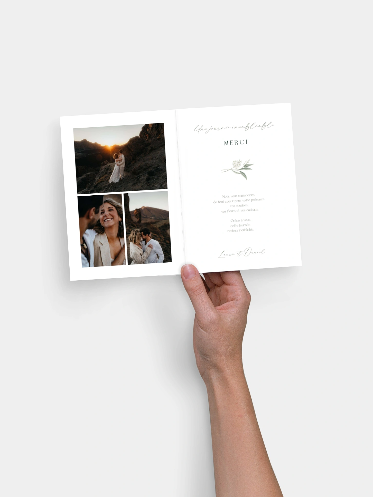 Carte de remerciements Amour en Feuillage