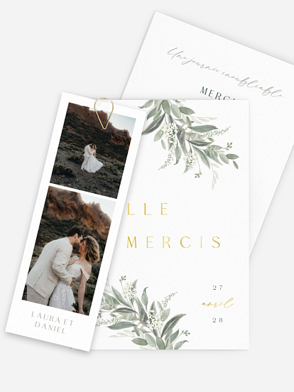 Carte de remerciements Amour en Feuillage