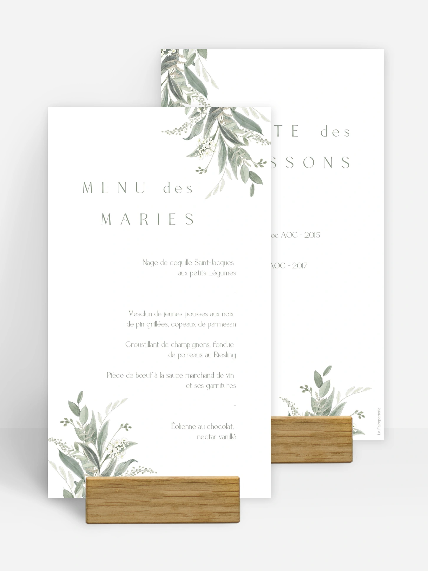Menu mariage Amour en Feuillage