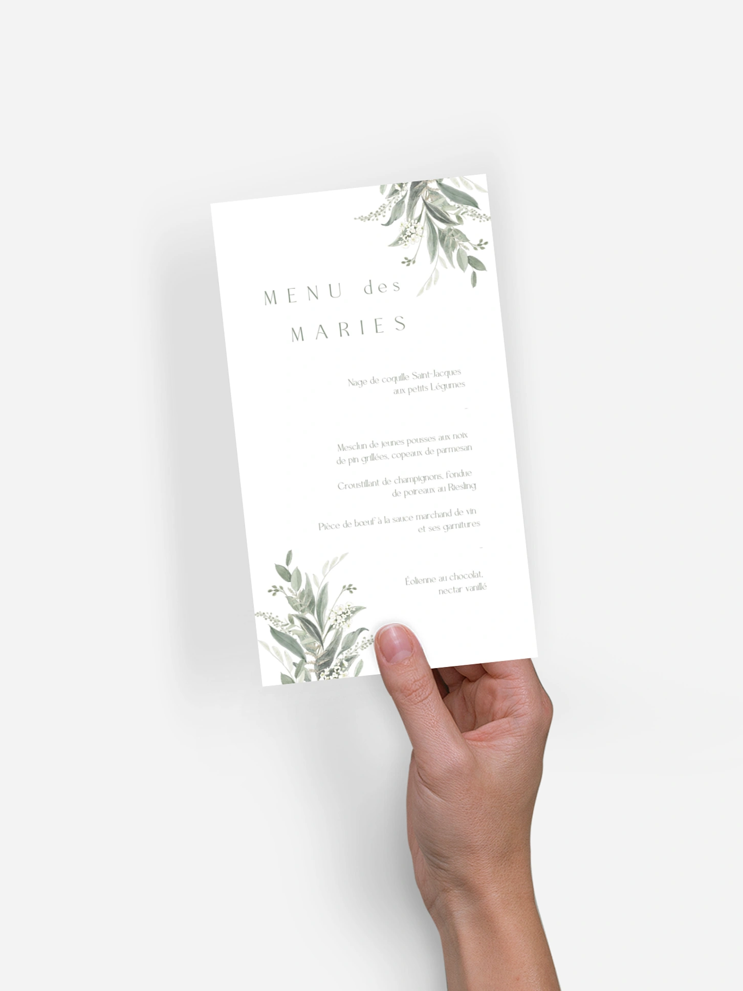 Menu mariage Amour en Feuillage