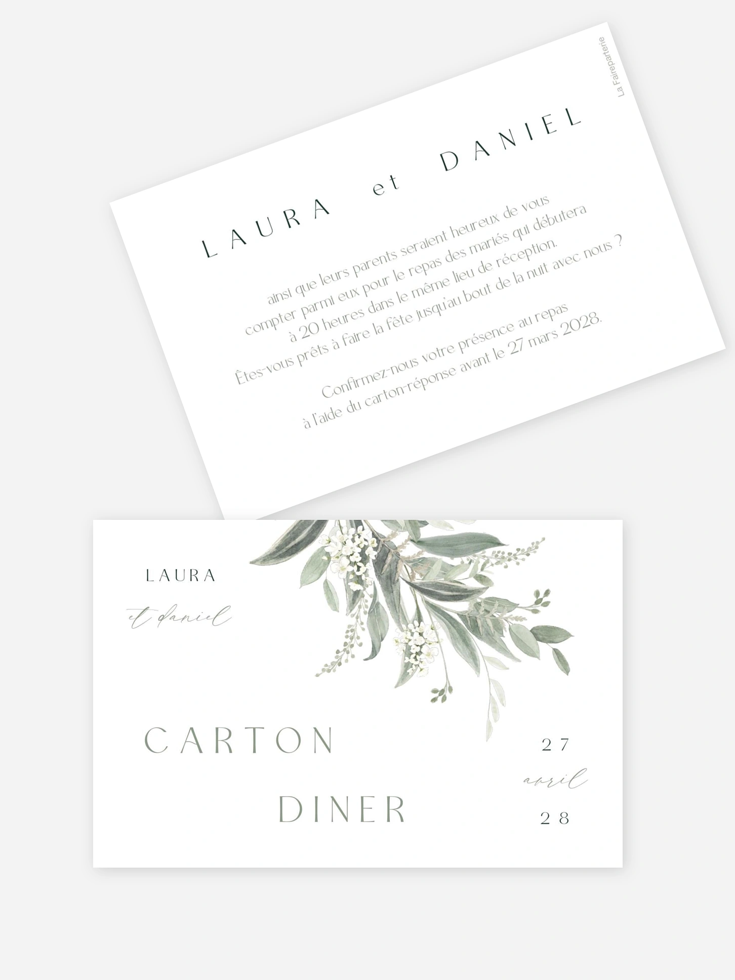Carton d'invitation Amour en Feuillage