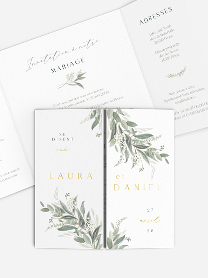 Faire-part de mariage Amour en Feuillage