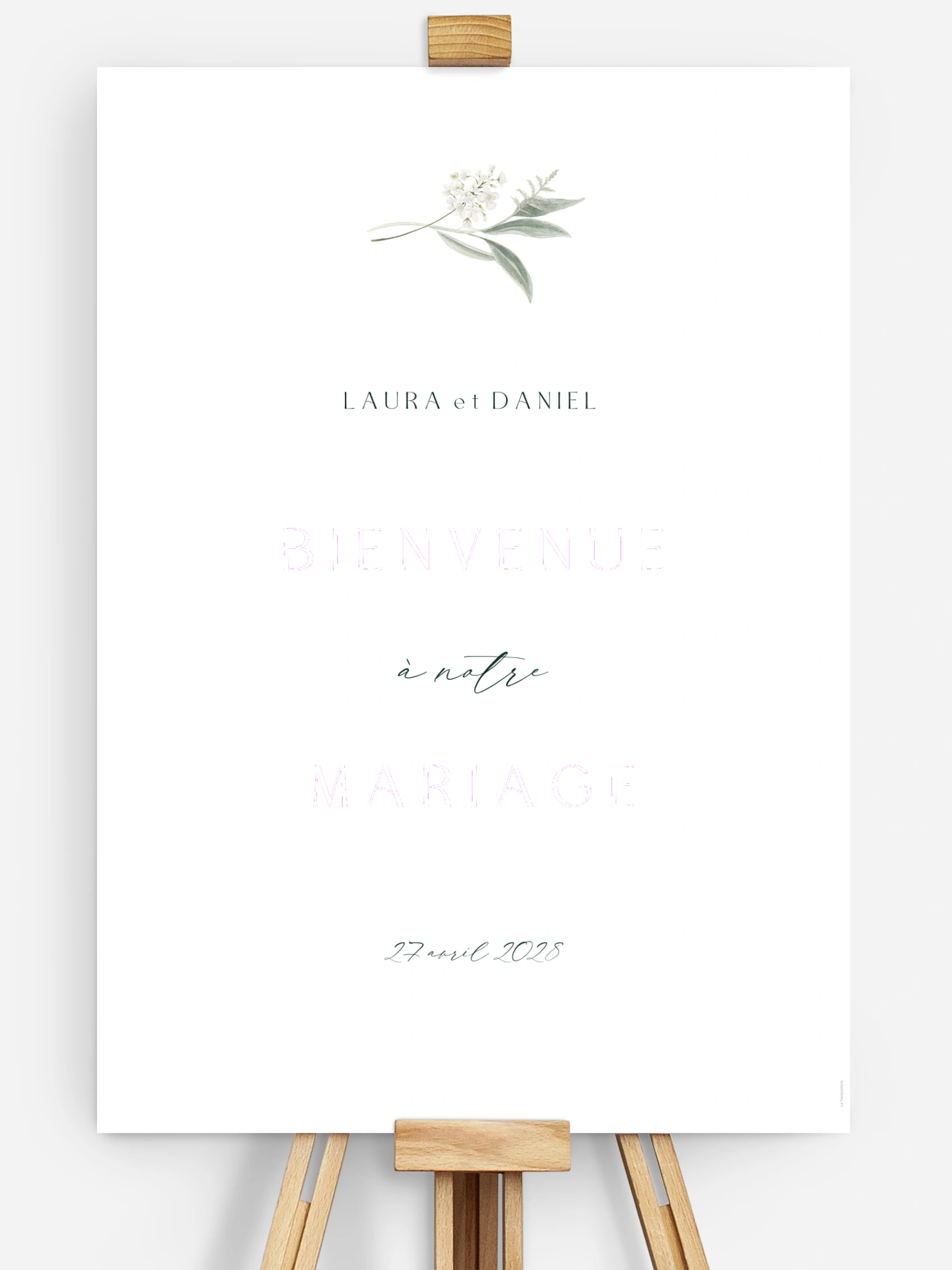 Poster bienvenue mariage Amour en Feuillage