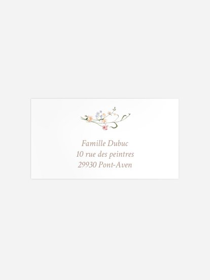 Étiquette destinataire mariage Éveil d'amour