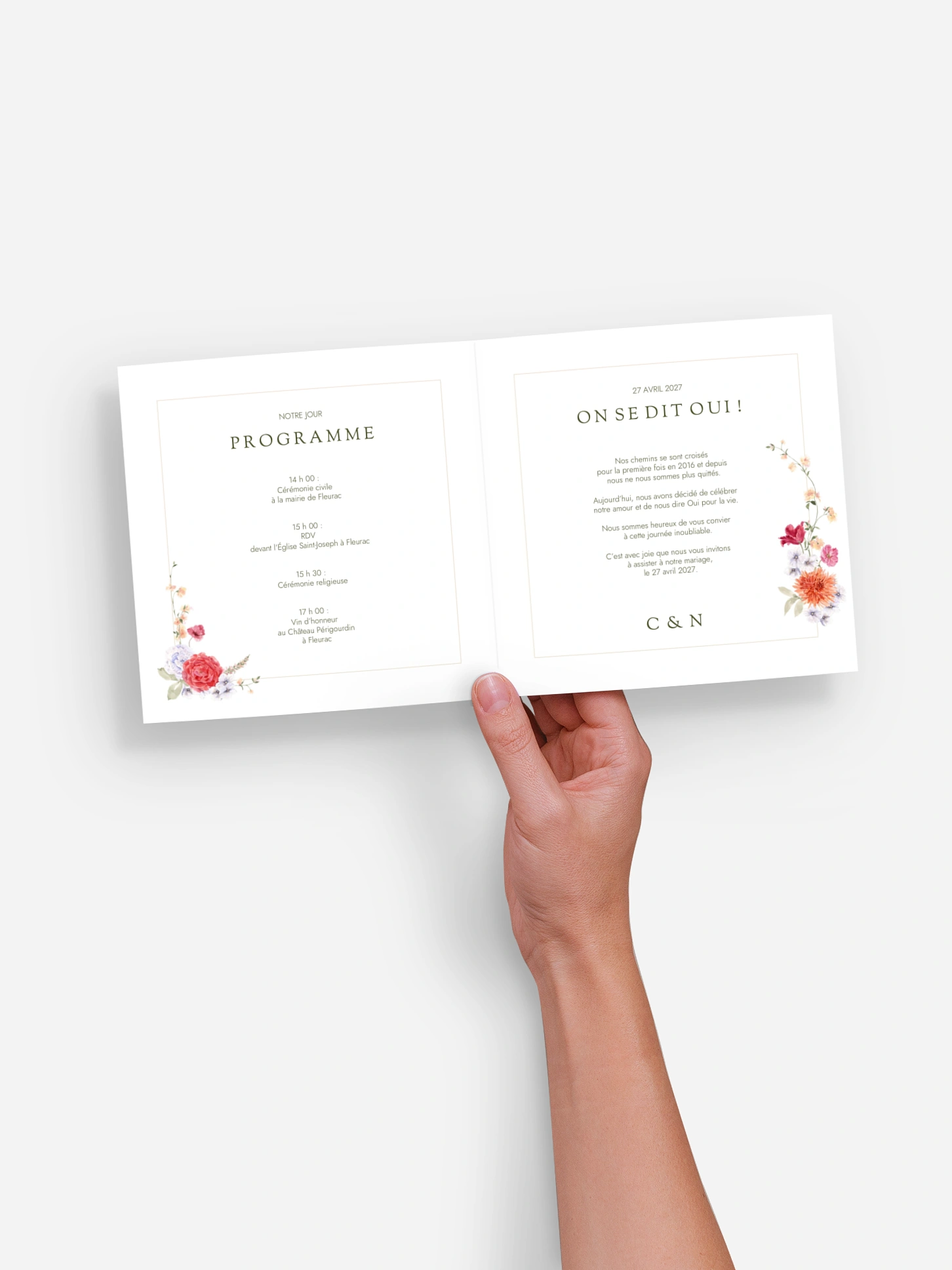 Faire-part de mariage Fleurs de couleur