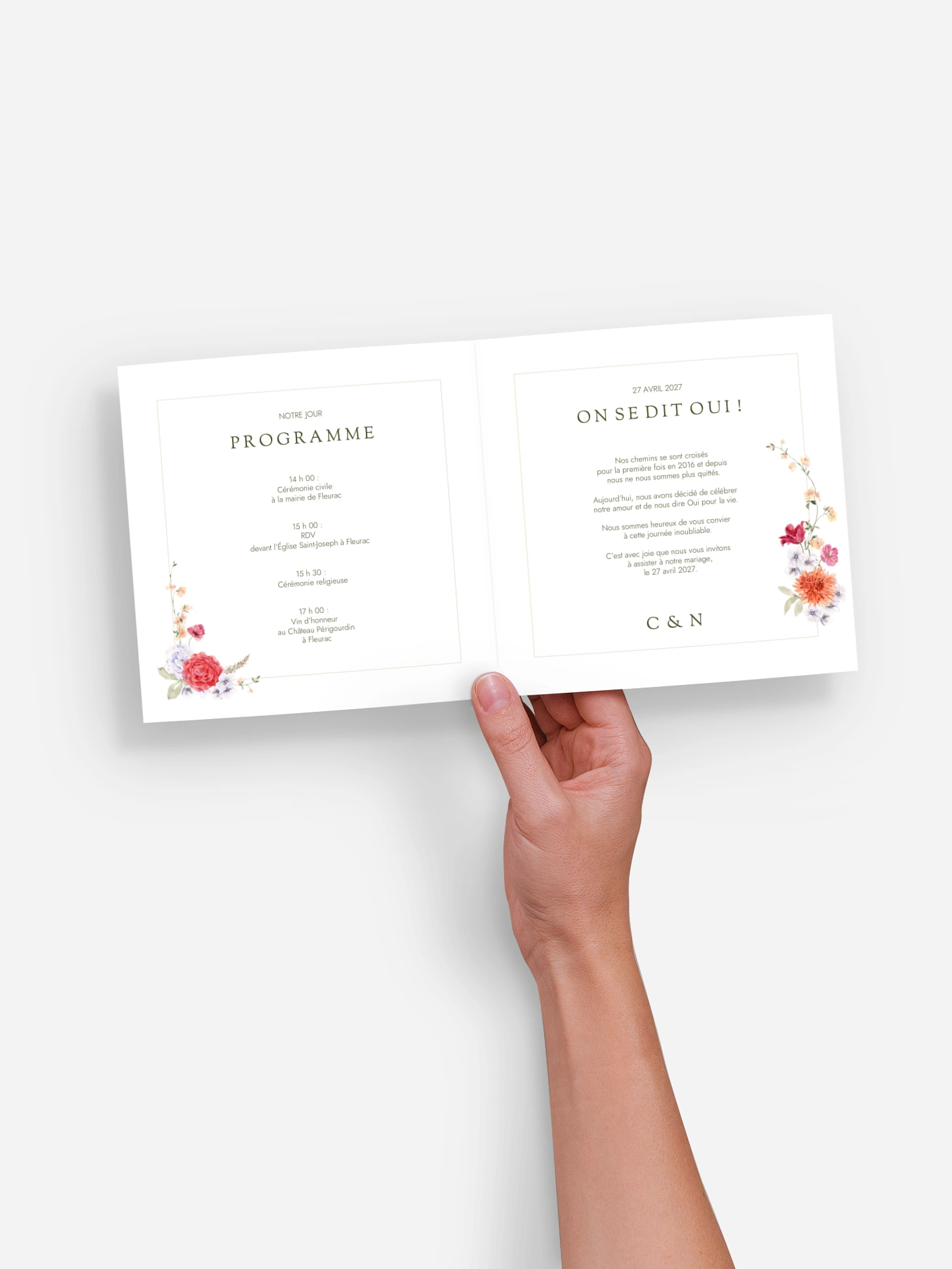 Faire-part de mariage Fleurs de couleur