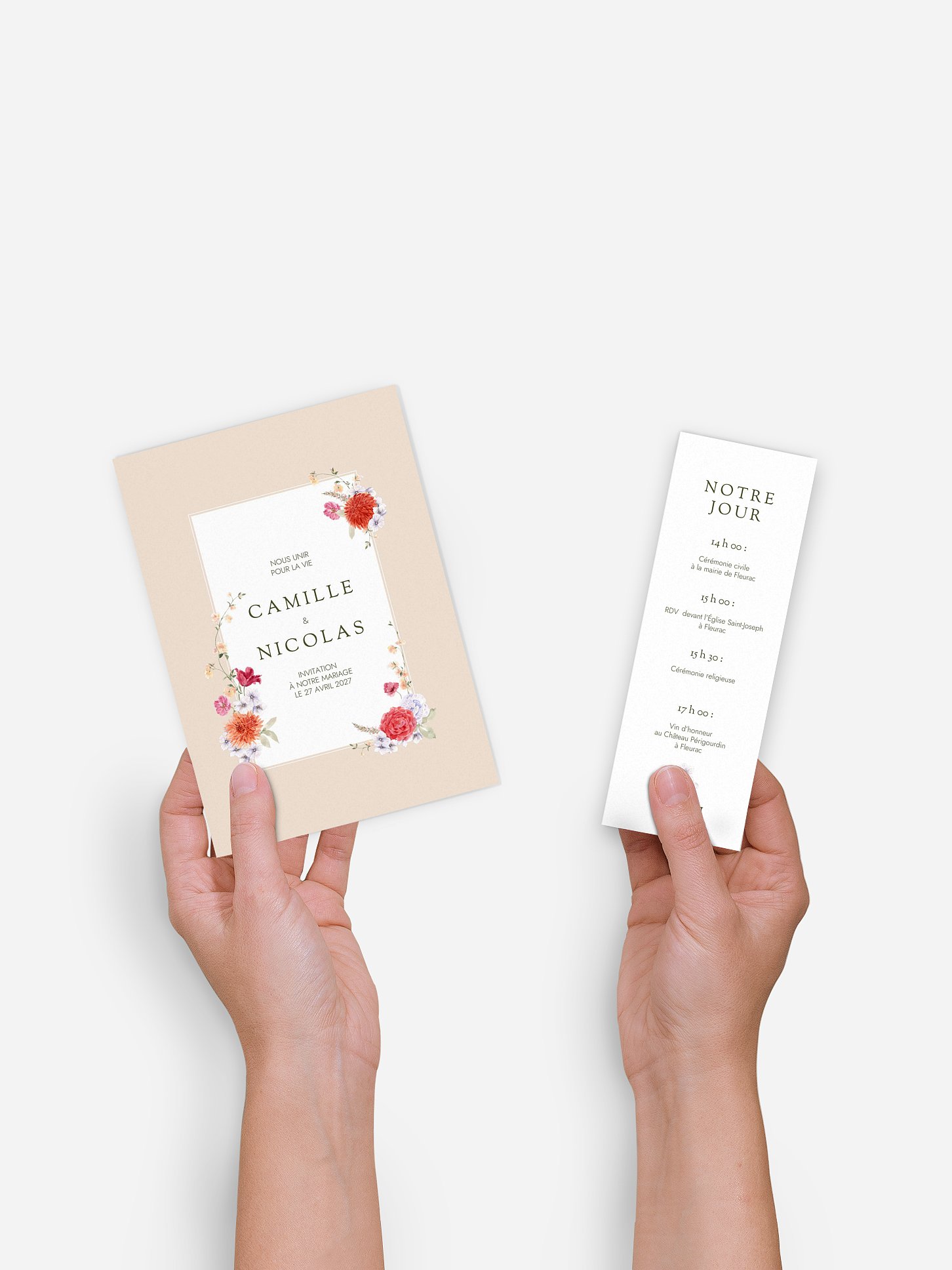Faire-part de mariage Fleurs de couleur