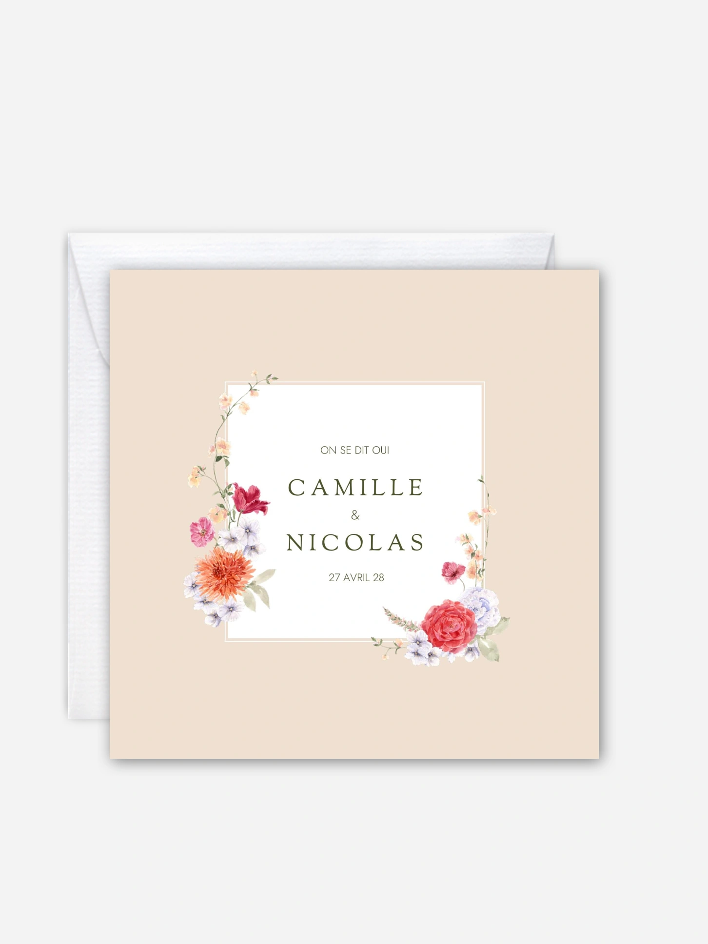 Faire-part de mariage Fleurs de couleur