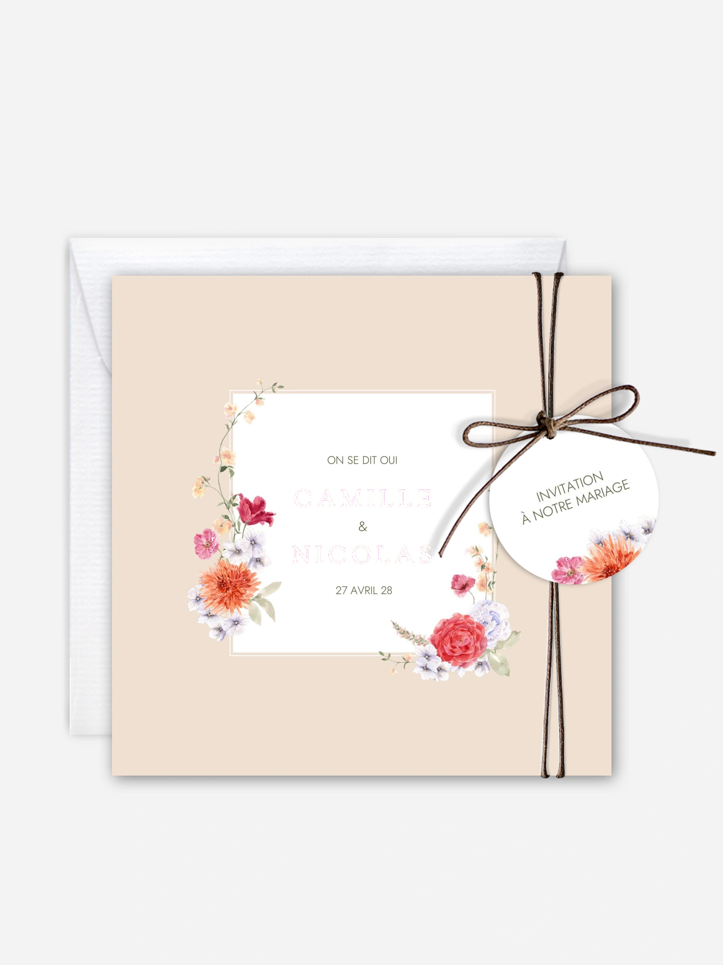 Faire-part de mariage Fleurs de couleur