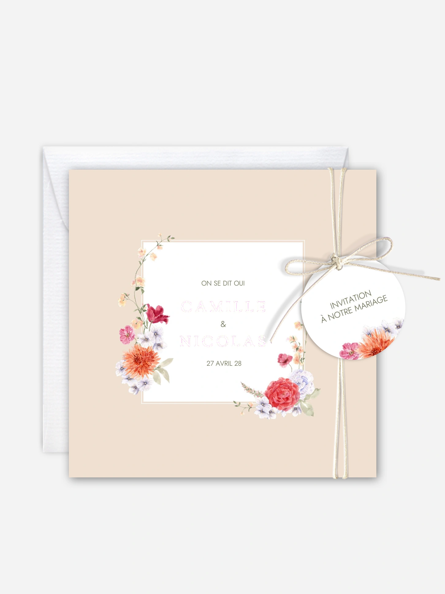 Faire-part de mariage Fleurs de couleur