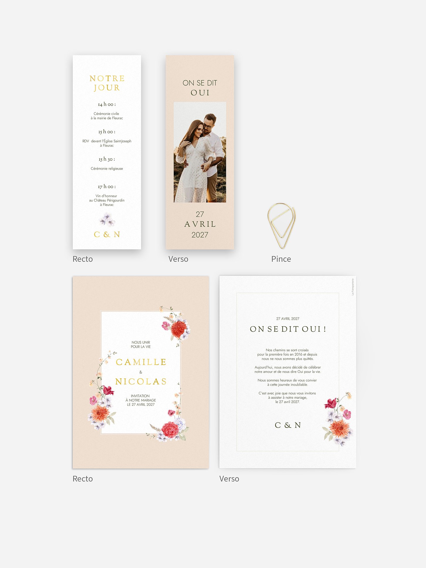Faire-part de mariage Fleurs de couleur