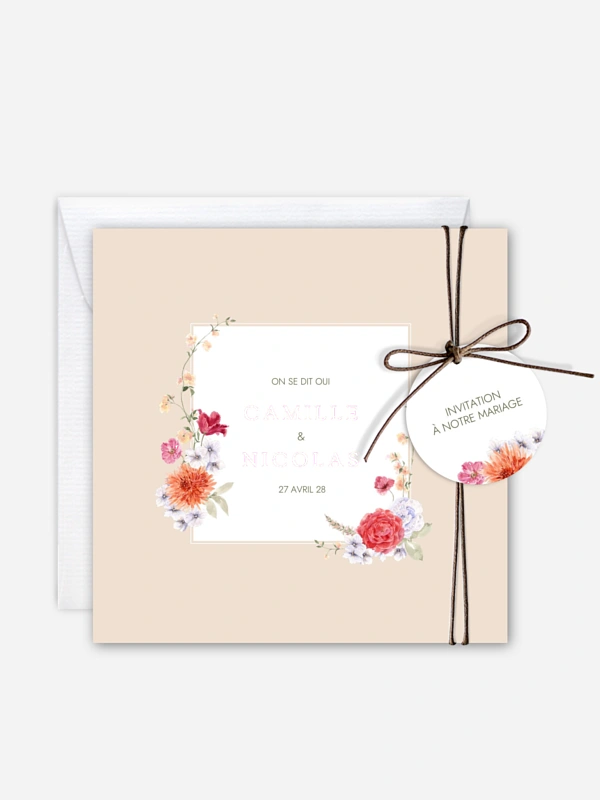 Faire-part de mariage Fleurs de couleur