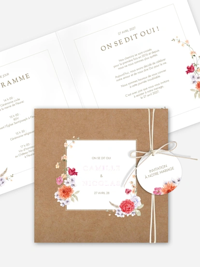 Faire-part de mariage Fleurs de couleur