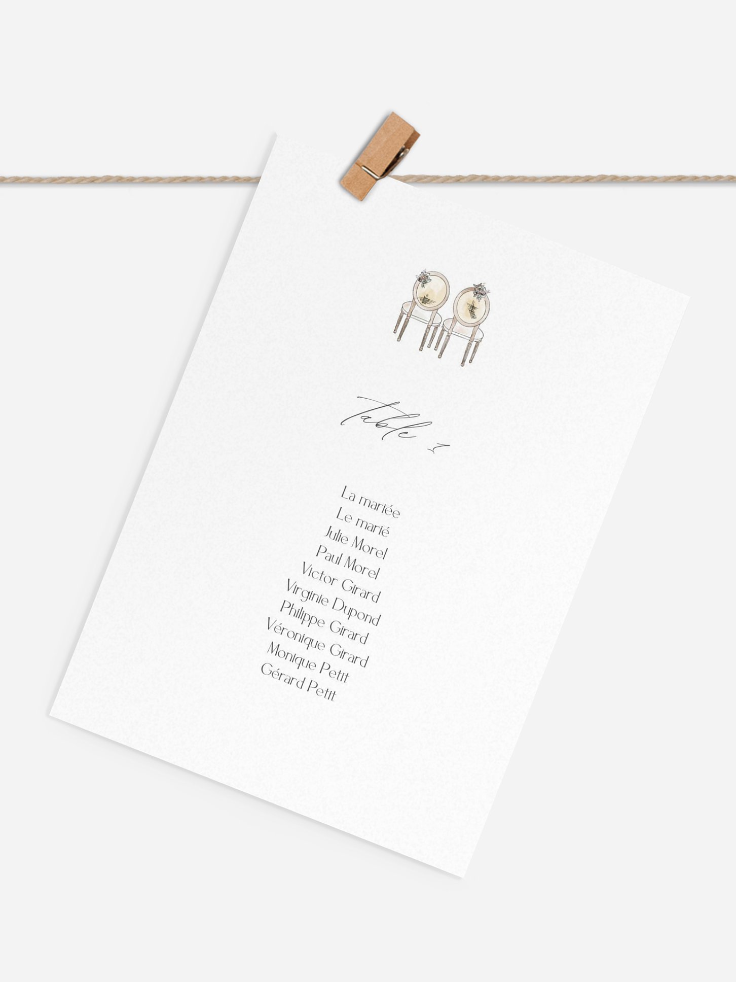 Cartons plan de table mariage Délicats moments