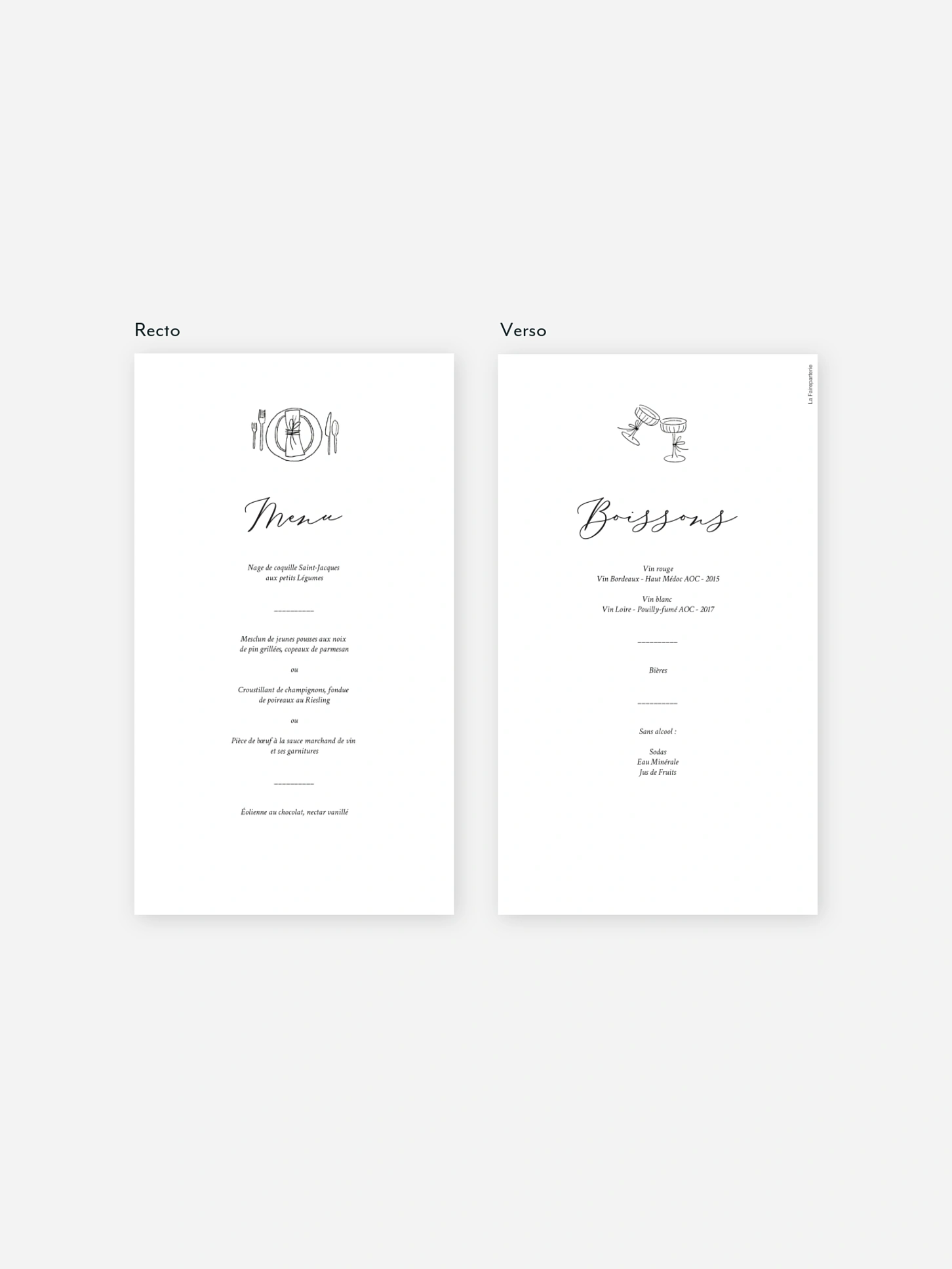 Menu mariage Rendez-vous