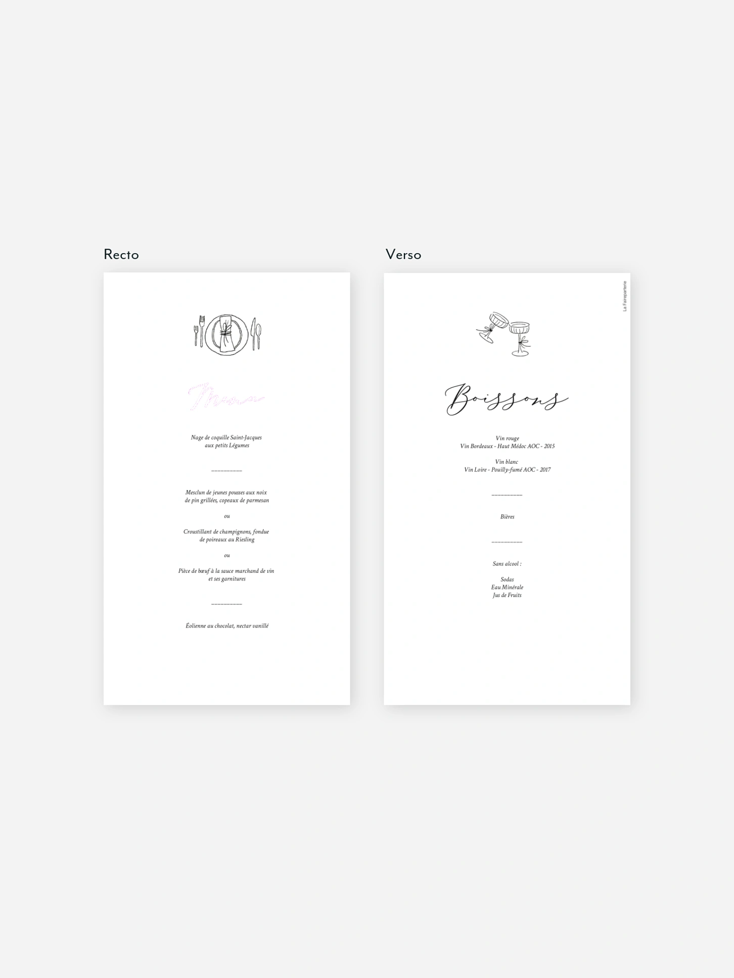 Menu mariage Rendez-vous