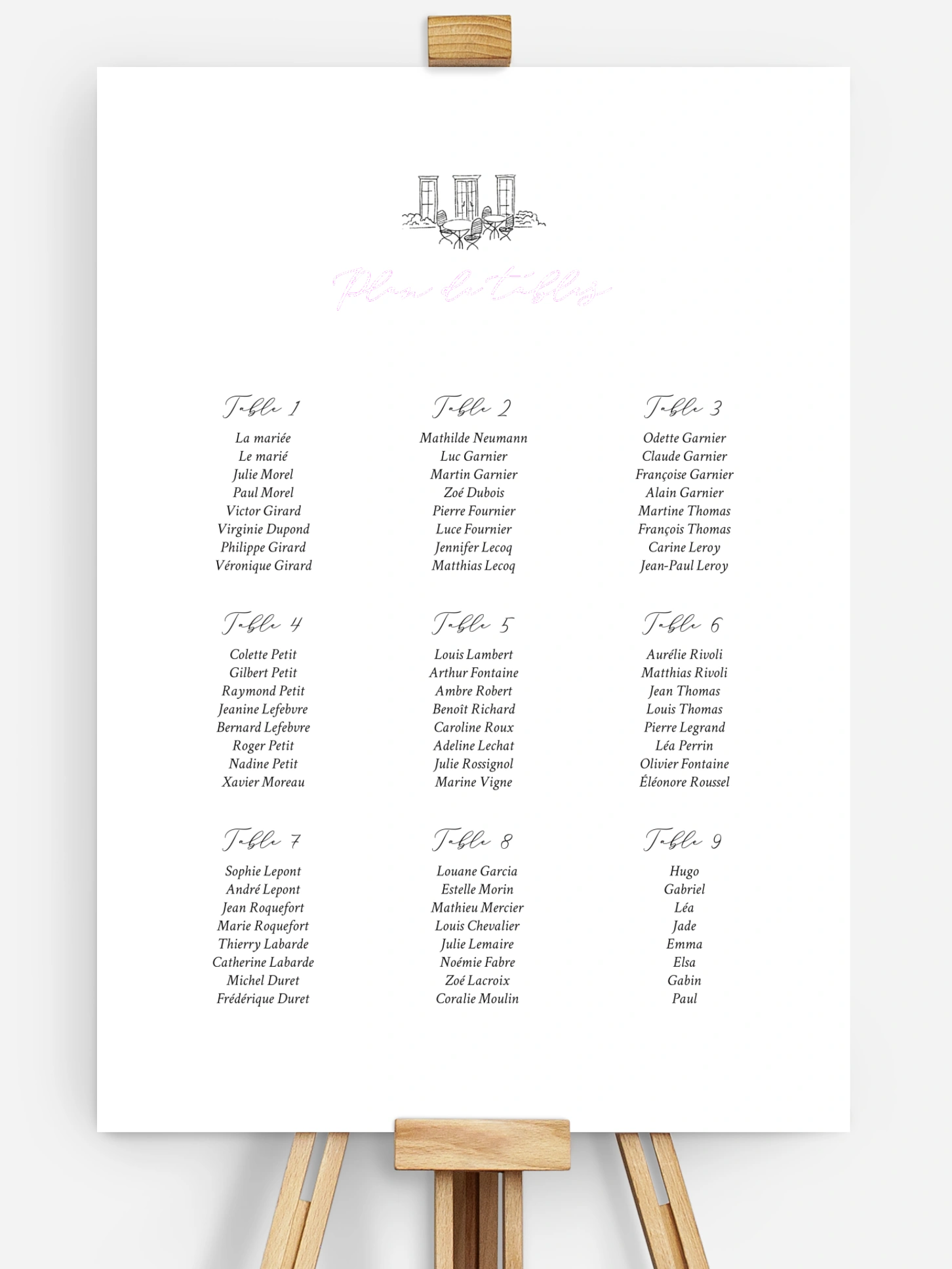 Poster plan de table mariage Rendez-vous
