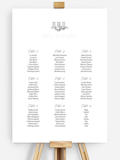 Poster plan de table mariage Rendez-vous
