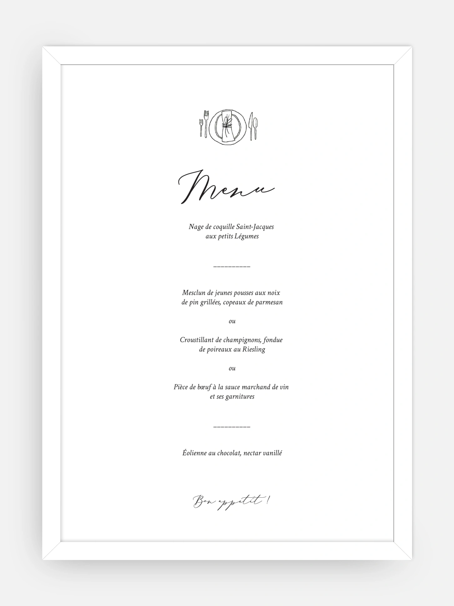 Menu mariage Rendez-vous