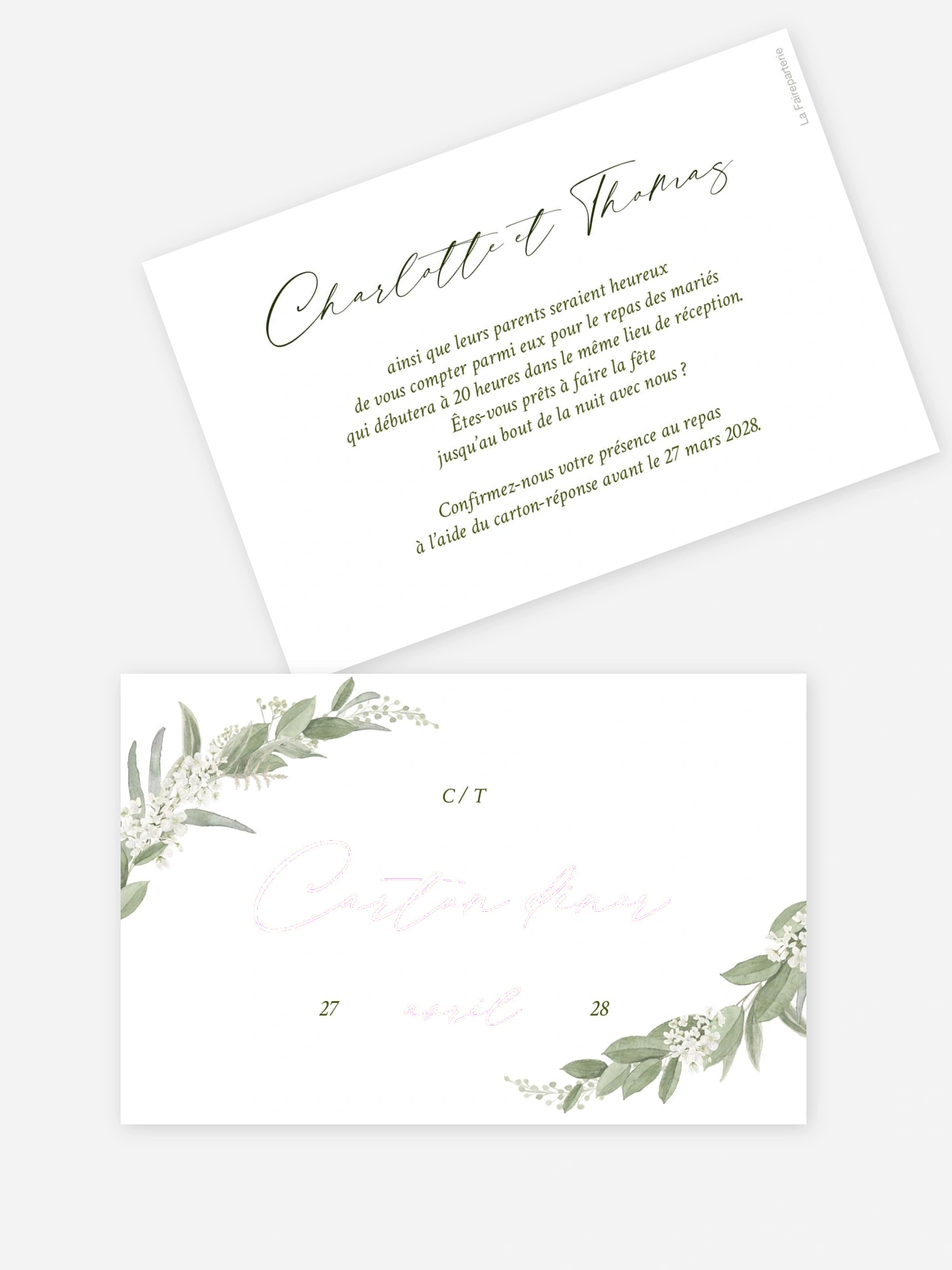 Carton d'invitation Mariage au jardin