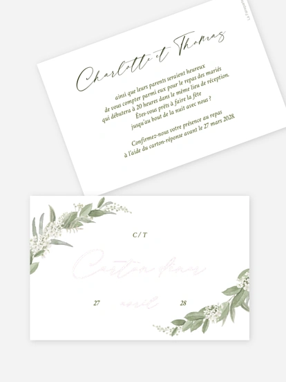Carton d'invitation Mariage au jardin
