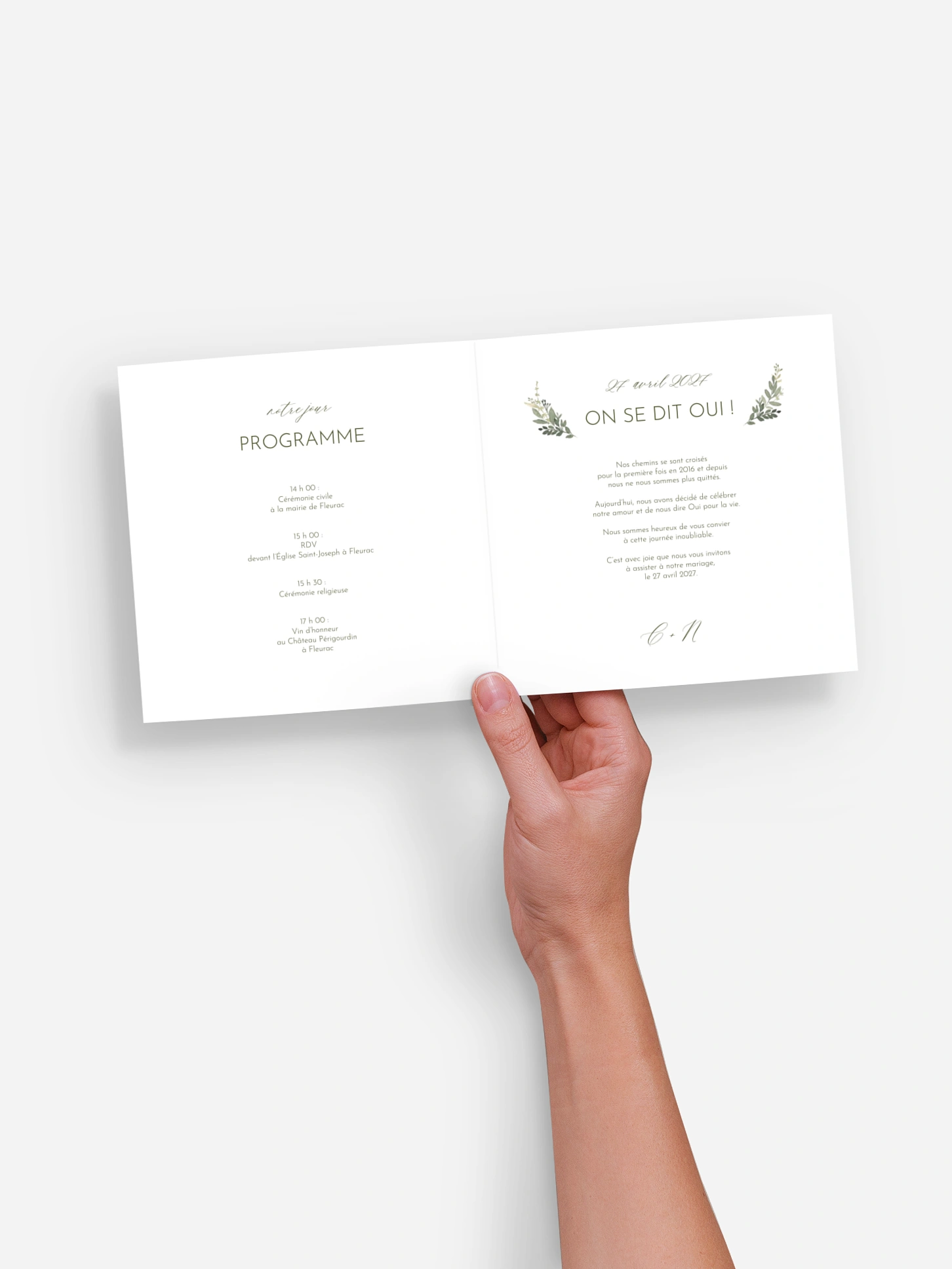 Faire-part de mariage Couronne verte