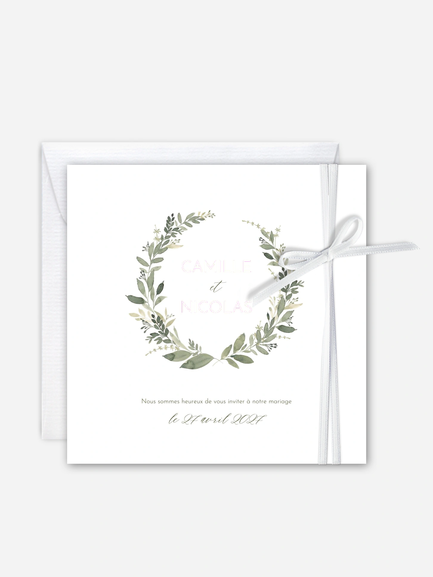 Faire-part de mariage Couronne verte